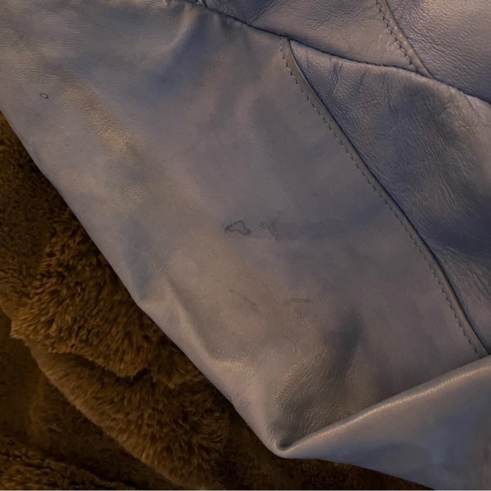 Elegant Sky Blue 100% Cuir Leather Jacket - Picture 8 of 13